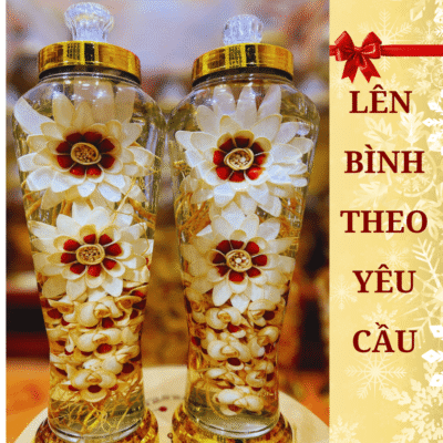 Dịch vụ lên bình hoa sâm nghệ thuật độc bản theo yêu cầu riêng của khách hàng tại showroom Sâm Yến Lộc Thiên Linh Hà Nội.