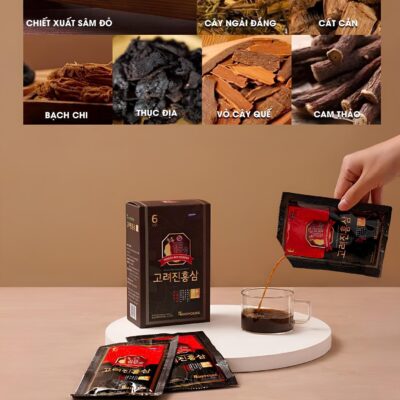 Bảng thành phần thảo dược quý trong nước hồng sâm Manyoung gồm linh chi, táo đỏ, kỷ tử giúp bồi bổ cơ thể toàn diện.