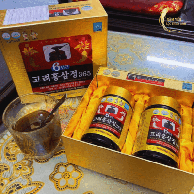 Ly nước cao hồng sâm 365 Hàn Quốc được pha sẵn thơm ngon cùng bộ hộp quà tặng sang trọng tại Sâm Yến Lộc Thiên Linh