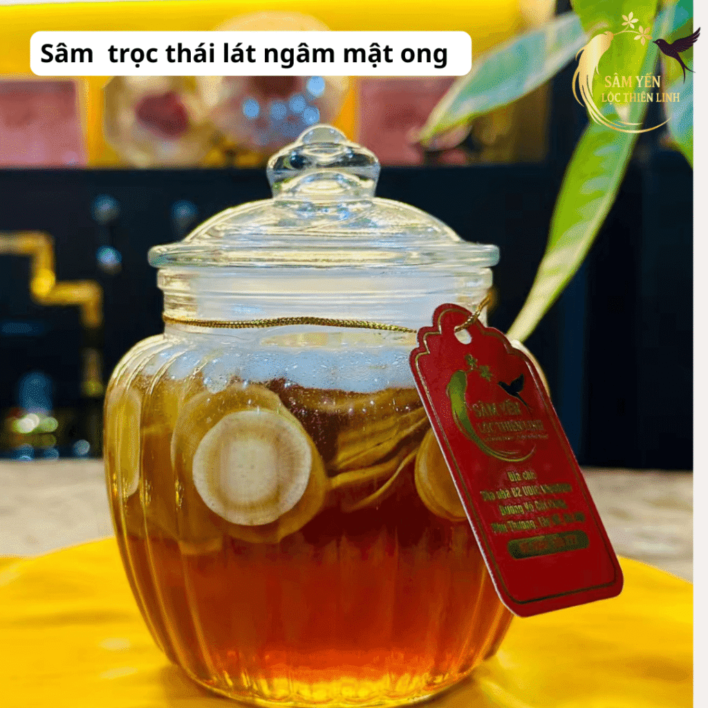 Sâm trọc thái lát ngâm mật ong bồi bổ sức khỏe và tăng cường đề kháng cho người già, người mới ốm dậy