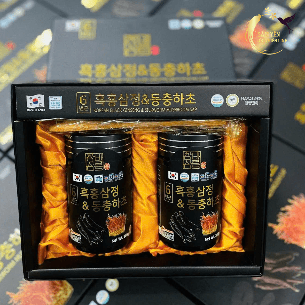 Bộ quà tặng Cao hắc sâm đông trùng hạ thảo IRE loại 2 hũ sang trọng bồi bổ sức khỏe tại Sâm Yến Lộc Thiên Linh