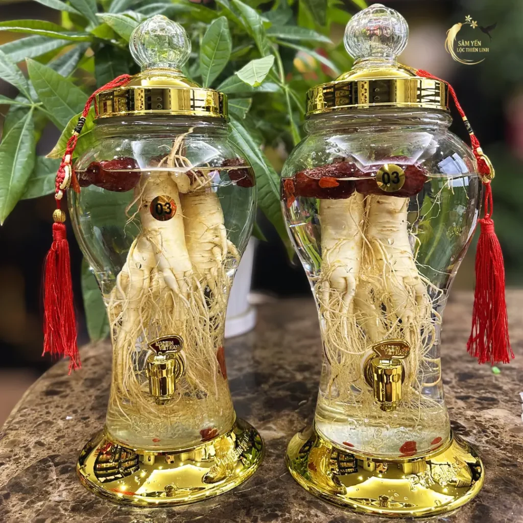 Cặp bình sâm Phú Quý 3 lít cao cấp làm quà tặng đối tác và trưng bày phong thủy